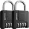 Combination Padlocks for Outdoor & Indoor – Weatherproof, Heavy Duty, Portable – 7mm Shackle – for Gates, Fences, Lockers, Sheds, Cabinets – 2-Pack, Black