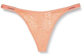 Calvin Klein Women’s Dipped Thong with Lace, Orange (Coral Pop), M