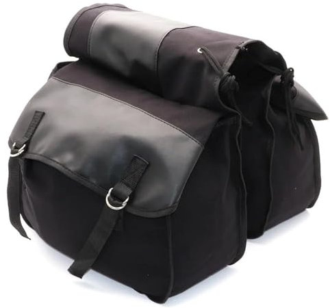 NOHEEU Modestil Motorrad Canvas Satteltasche Fahrrad Rucksack Gepäck Packtaschen Box Werkzeugtasche Für Kawasaki 1000 1977 XL600r 1983(Schwarz)