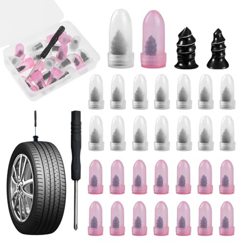 SUHAI 30Pcs Tyre Repair Kit Rubber Nails with Screwdriver,Universal Tire Fast Repair Nail,Car Puncture Repair Tool Vacuum Tyre Repair Nails Plugs for Auto Cars SUVs Trucks Motorcycles Bicycles