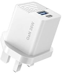 Multi-Port USB Fast Chargers, USB-C and USB-C Ports, Compatible with Mobile iPhones, Samsung, Google Pixel, iPads and Laptops (20W) Non-Foldable