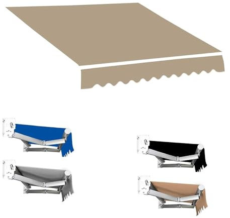 Toldo retráctil de tela de repuesto impermeable para patio, parte superior caqui para exteriores (200 x 150 cm)