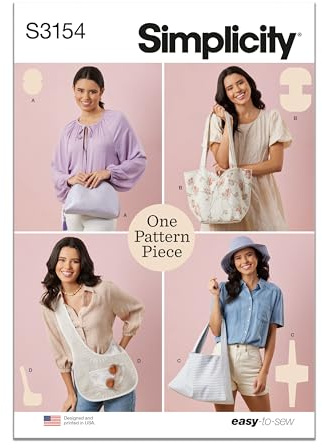 Simplicity Sewing Pattern SS3154OS One Pattern Piece Bags OS (ONE Size)