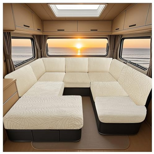 CZQGLYM Stretch Bezüge für Wohnwagenpolster,wasserdichte RV Sitzbezüge | Bezüge für wohnwagenpolster,wohnwagen polsterbezüge sitzgruppe,Sofa Sitzkissenbezug Jacquard,für Wohnmobil,Caravan