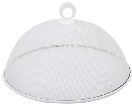 Food Covers Food Plate Covers Dustproof Stainless Steel Plates Bowls Dishes Cover Food Protection Mesh Net for Picnics Barbecue camping (white-28cm)