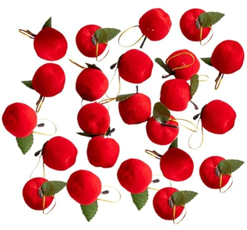 CLISPEED 60 Stück Weihnachtsbaum Äpfel Anhänger Rot Weihnachtsbaumschmuck Festliche Hängedekoration für Weihnachten Party Winter Hochzeit Fest