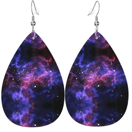 Universum Galaxy Star Space Damen tropfenförmige Lederohrringe sind geeignet für Partys, Urlaubspartys und Geschenke., Einheitsgröße