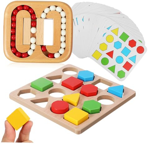 MUSISALY Holz-puzzle für Senioren Kognitive Denkspiele mit Drehbarem Perlenlabyrinth Robustes Gedächtnistraining Interaktive Beschäftigung für Ältere Erwachsene und Gruppen für Pflegeheime