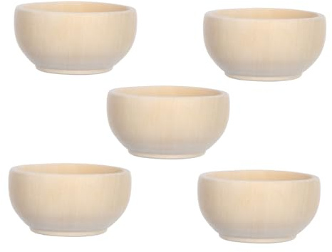 ORFOFE 5pcs Unfinished Mini Wooden Bowls for DIY Crafting Small Blank Wood Bowls with Smooth Rounded Edges for Painting Decoration Parties Weddings and Creative Table Settings