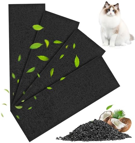 4 Stück Katzentoilette Aktivkohlefilter Katzentoilette Geruchsfilter | Rechteckig Ersatzfilter Katzenklo Geruchsneutralisierende Filter Ersatz Geeignet für Geruchsbeseitigung und Luftreinigung