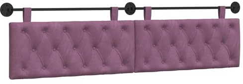 vidaXL Hängendes Kopfteil Lila Samt, Schlafzimmer, modernes Wand-Kopfteil, rechteckig mit Samtbezug, gesteppt, Holzwerkstoff, platzsparende Dekoration