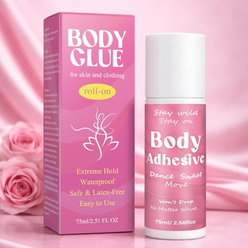 Pegamento Corporal Roll-On para Ropa, Skin Glue Impermeable y Resistente al Sudor, Adhesivo Corporal Transparente Invisible para Sujetadores, Medias, Disfraces y Pelucas, Perdurable, Fácil de Lavar