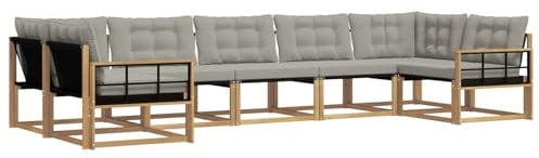 vidaXL Outdoor-Sofagarnitur mit Kissen 7 pcs Weiß und Hellgrau, Elegantes Garten-Sofa, modernes Outdoor-Sofa, robuste Lounge-Möbel für gemütliche Treffen