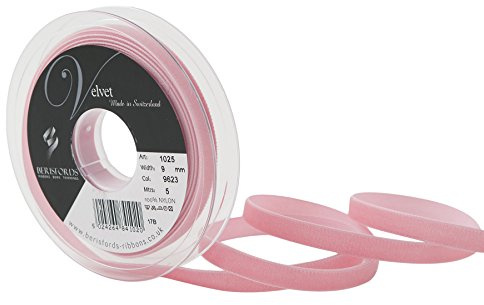 Berisfords Velvet Ribbon Dusty Rose 15mm - Nylon Craft Ribbon for Sewing, Gift Wrapping and Hair Accessories