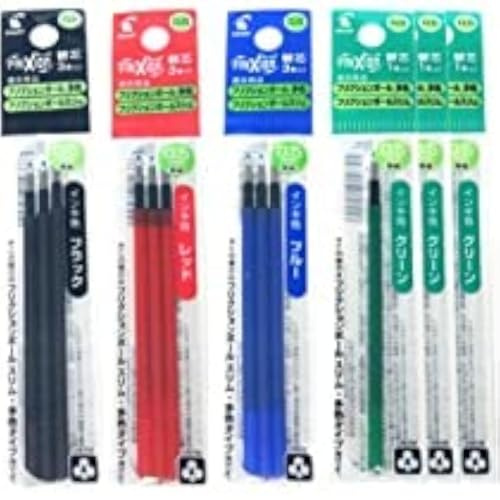 Pilot Gel Ink Refills for FriXion Ball 4 Gel Ink Multi Pen, 0.5 mm, Black/Blue/Red/Green Ink, 6 Packs 12 Refills Total Value Set with Ecology Sticky Notes