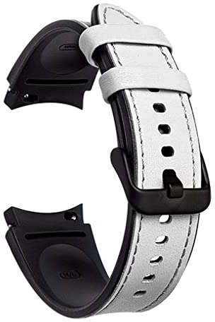 PINHEN Armband kompatibel mit Samsung Galaxy Watch 7 40mm 44mm/Galaxy Watch 6 Classic 43mm 47mm,20mm Keine Lücken Leder mit Silikon Ersatzarmband Bänder Strap Armband für Galaxy Watch 7 6 5 4