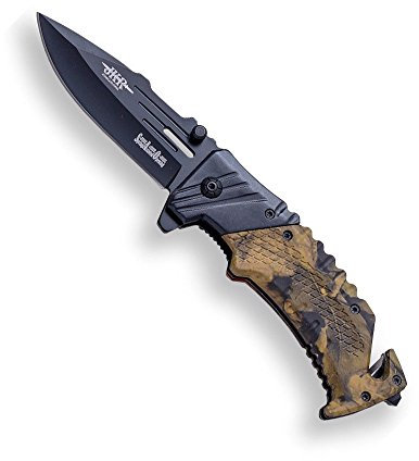 JKR Couteau à lame en acier inoxydable de 9,5 cm Camouflage