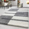 Teppium Moderner Hochflor Teppich Wohnzimmer 250x350 (240 x 340 cm) Hellgrau - Shaggy Flauschiger Teppich, Extra Weich, Pflegeleicht und Kariertes - für Schlafzimmer, Küche und Esszimmer
