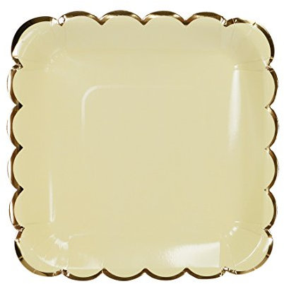 Geeklife Gold Paper Plates,9 inch Square Paper Party Plates,20 Pcs Decorative Tableware for Birthday Parties, Baby Showers, Grad Parties, Weddings, and Life Celebrations