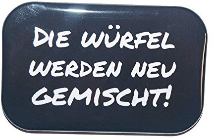 Button Ansteckbutton Rechteckig eckig groß ca. 7 x 4,5 cm Motiv: Spruch Lustige verdrehte Redewendungen Würfel