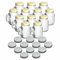 gouveo 12er Set Trinkgläser 450 ml mit Deckel gelb, silberfarben - Trinkglas mit Henkel und Mehrweg-Trinkhalm - Henkelgläser mit Deckel - Cocktail-Glas für Garten (TGH450SG)