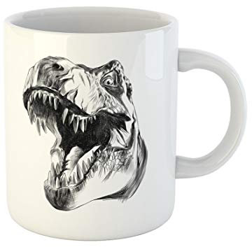 Awowee Coffee Mug Monster Dinosaur Head Sketch Dino Line Tyrannosaurus Animal Beast 11 Oz Ceramic Tea Cup Mugs Best Gift Or Souvenir For Family Friends Coworkers