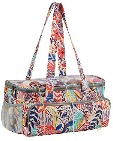 Coopay, borsa per lavori a maglia, per tenere in ordine aghi, lana e accessori, borsa per lavori a uncinetto, scomparti laterali con cerniera, impermeabile