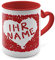 printplanet® - Herz-Tasse mit Namen oder Wunschtext Bedrucken - Namenstasse mit Herz-Henkel Personalisieren - Farbe: Rot - Motiv Rosenherz