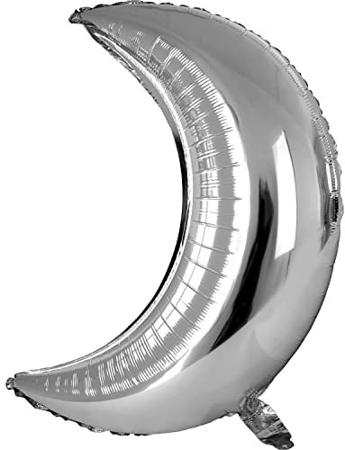 DekoRex Folienballons Mond 60cm Geburtstag Silvester Party Deko (Farbe: Silber)