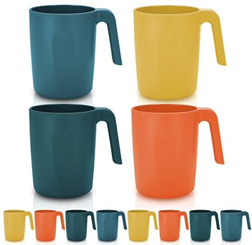 Kyraton Plastic Mug Set 8 Pieces, Unbreakable and Reusable Light Weight Travel Coffee Mugs Espresso Cups Easy to Carry and Clean Microwave Safe BPA Free Dishwasher Safe (Mutil Color)