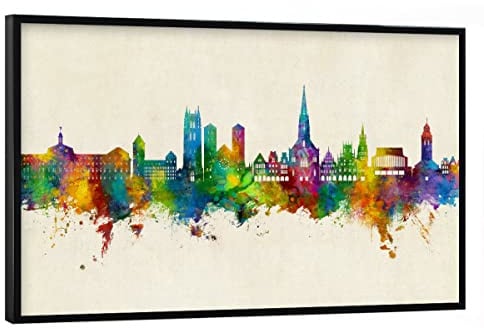 artboxONE Poster mit schwarzem Rahmen 90x60 cm Städte Münster Germany Skyline Urban - Bild münster City Cityscape