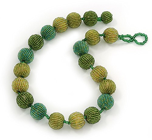 Avalaya Lgking supply Collier en perles de verre Vert olive 56 cm