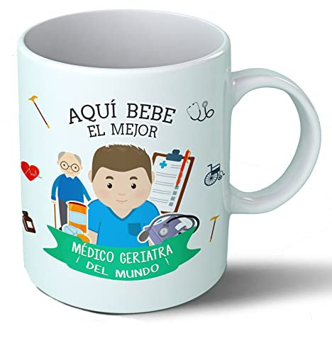 Planetacase - Taza Médico Geriatra - Regalo Original - Cerámica 330 mL - Taza Desayuno Apta para Microondas y Lavavajillas - Medicina Ceramica 330 mL