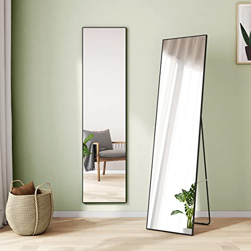 S'AFIELINA Ganzkörperspiegel Schwarz Standspiegel 160x40cm Schwarz Metallrahmen Rahmen HD großer Standspiegel für Ankleidezimmer, Schlafzimmer, Wohnzimmer
