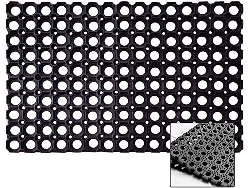 Milosc Rubber Ring Hollow Mat Outdoor Indoor Entrance Floor Mat Safety Mats Kids Playground Garden Grass Safety Mat Anti Fatigue None Slip Doormat Washable Rubber Mat (60 x 80 cm)