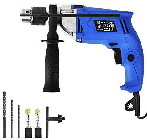 Taladro percutor de 850 W, martillo y percutor 2 en 1, velocidad variable, mango ajustable para metal, madera y hormigón