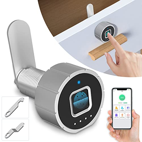 Möbelschloss Fingerabdruck (17mm), Anweller Briefkastenschloss Schrankschloss mit APP Entsperren und Steuern, Biometrisches Schloss mit TYPE C Wiederaufladbar für Zuhause, Büro