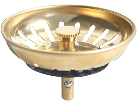 Talea Cesta de filtro de color oro titanio para el funcionamiento del tapón, cesta colador, fregadero, diámetro de 83 mm, tapón colador QS491C005, color dorado titanio