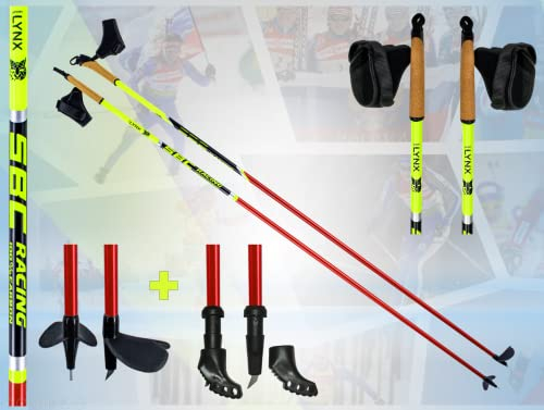 Sportlynx Racing 100% Carbon Langlaufstock Skating Rollski Skiroller Stöcke Nordic Blading Skike (Widia Spitze mit Gummipads, 155 cm)