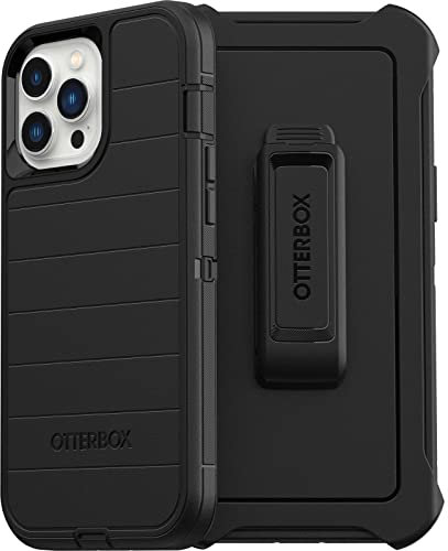 Otterbox Defender Series Screenless Edition Case for iPhone 13 Pro Max & iPhone 12 Pro Max (Only) - Holster Clip Included - Microbial Defense Protection - Non-Retail Packaging - Black