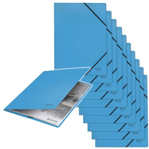 Leitz Recycle Eckspanner A4, 10er Pack, Für 250 Blatt, Für die Dokumentenaufbewahrung & Ablage, 100 % recycelt & recycelbar, Umweltfreundlich, Recycle Serie, Blau, 39080035
