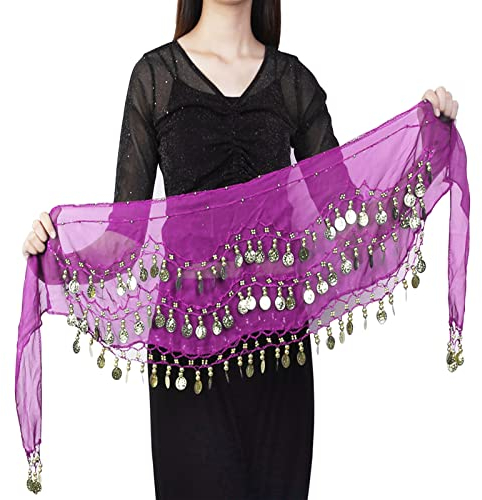 Floatdream Bauchtanz-Hüftschal, Bauchtanz-Hüftschal für Frauen, Meisje buikdans Taille Ketting, für in Bühnenaufführungen, Geburtstagsaufführungen, Partyaufführungen(Lila)
