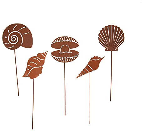 UNUS Gartenstecker Rost Muscheln im 5er Set