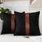 JOTOM Kissenbezüge Dekorative Leinen Leder Kissenbezug Geometrische Stil Dekokissen Sofakissen Kissenhülle für Couch Sofa Outdoor (40 x 40 cm, Schwarz A)