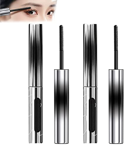 Flatter Peach Metal Mascara, Borstenlose Metall Mascara, Flatter Peach Mascara, Waterproof Long Lasting Extensions Metall Mascara Waschbar Metall Mascara Applikator (Schwarz-2 Stück)
