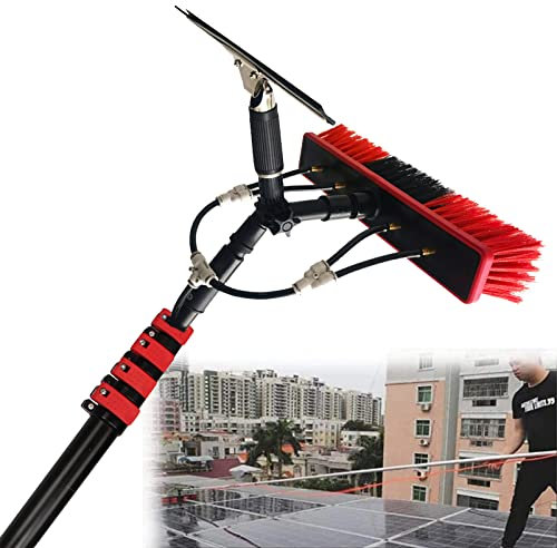 RayGenius Solar Panel Cleaning Brush,Window Cleaning Tool (Glass, Solar Panel, Etc.) for Glass Windows, Tiles, Shower Screens, 7.2 M/23.6 Ft(with scraper),35cmbrushhead-12M/39FT