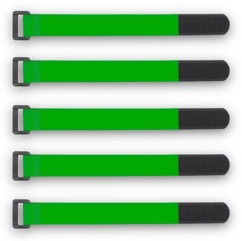 Juego de 5 correas de velcro para fijar cinturones de nailon verde con cierre de velcro, para bomba de bicicleta, linterna, bicicleta, dron RC Lipo 30 cm
