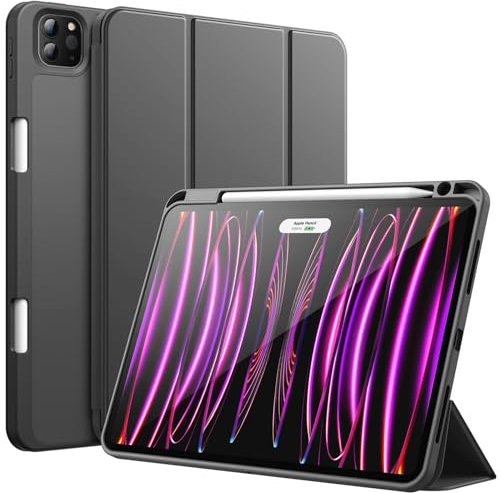 JETech Case for iPad Pro 11 Inch (2022/2021/2020 Model) with Pencil Holder, Support 2nd Pencil Charging, Slim Tablet Cover with Soft TPU Back, Auto Wake/Sleep (Space Gray)