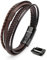 SERASAR Lederarmband Armband Herren Braun 23cm - Herrenarmband Männer Leder Armreif Herrenschmuck Flecht Wickelarmband Kette Armbändchen Men Leather Bracelet Geschenk Ihn