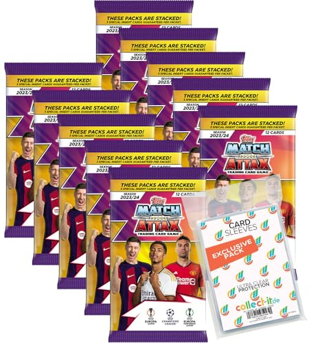 Bundle mit Champions League 2023/24 - Trading Cards - 10 Booster + Exklusive Collect-it Hüllen